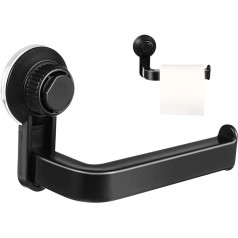 TOPBATHY Toilet Paper Holder Bathroom Wall Mounted Silk Holder Paper Towel Holder Suction Cup Toilet Paper Holder ABS Paper Roll Holder Paper Roll Holder for Home (Black)