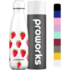 Proworks Stainless Steel Drinking Bottle, 24 Hours Cold and 12 Hours Hot, Premium Vacuum Water Bottle, Insulated and Perfect for Sports, Running, Cycling, Yoga, Hiking & Camping, 500 ml / 750 ml / 1 Litre, white, 350ml