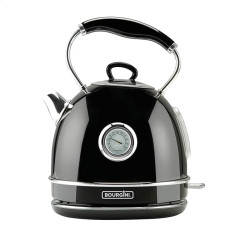 Bourgini Retro Kettle - Stainless Steel Kettle Black - 1.7 L Tea Maker for 8 Cups of Tea with Temperature Display