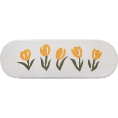 DECRAFTS Oval Bathroom Rug, Bath Mat, Non-Slip Washable for Front Door, Toilet, Kitchen, Living Room (White, 40 x 120 cm)