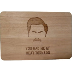 Schneidebrett aus Holz, Motivgravur - Ron Swanson aus ‚Parks and Recreation‘, Geschenkidee