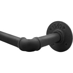 Qlfyuu Curtain Rod, Industrial Style Curtain Rod for Windows, Rust Resistant, Extendable Metal Shower Curtain Rods for Indoor and Outdoor Use (Black, S)