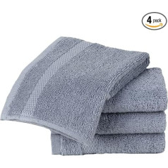 Sue Rossi Set of 4 Egyptian Cotton Combed Cotton Face Cloths 30cm x 30cm Flannel Super Soft and Absorbent Quick Dry 600gsm