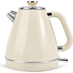 Pateyney Kettle, Kitchen Worktop Hot Water Boiler, Double Wall 304 Stainless Steel BPA Free Hot Water Boiler, Automatic Shut-Off and Cooking Dry Protection Cream