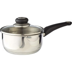 Morphy Richards Equip Pouring Pot with Glass Lid, 16 cm, Polished Stainless Steel, 34.5 x 17 x 12.5 cm