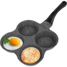 Haofy Egg Pan, 4 Hole Egg Burger Pan, Non-Stick Breakfast Omelette Pancake Pan for Electric Ceramic Oven, Induction Cooker Not Available