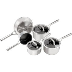 Ninja Foodi Zerostick Stainless Steel Pan Set, 5 Pieces, Non-Stick, Induction Safe, Dishwasher Safe