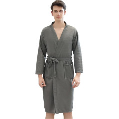 Xlabor Unisex Bathrobe Waffle Pique Travel Bathrobe Dressing Gown Sauna Gown Kimono Robe Bathrobes