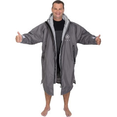 HUT Premium Grey Change Coat Waterproof, Windproof, Super Warm Wrap Coat Long Sleeve, Unisex, Three Sizes (S+M+L) Ideal for Surfers and Swimmers in Open Water and More!, gray