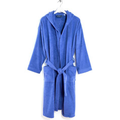 Caleffi Minorca 78226 Cotton Junior Bathrobe with Hood for 4-6 Years, Blue, blue