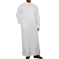 YAOHUOLE Men's Kaftan Long Sleeve Thobe Men's Long Sleeve Kaftan Men's Long Side Split with Pockets Universal Fit