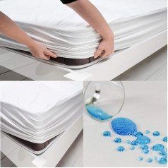 BUYMAX Set of 2 Waterproof Mattress Protectors, 90 x 200 cm, Fitted Sheet without Crinkle, Mattress Topper, Incontinence Pad, Elasticated, Breathable, All-Round Cover, Anti-Dust Mite Cover, Washable, White