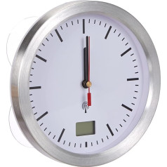 TFA Dostmann 60.3539.02 Radio Controlled Bathroom Clock, Indoor Temperature, Moisture-Proof, No Drilling Required, White, (L) 173 x (W) 54 (105) x (H) 173 mm