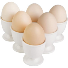 Set of 6 Soft Hard Boiled Ceramic Egg Cups for Breakfast Brunch