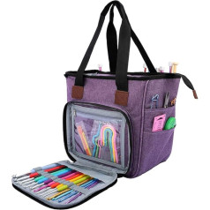 SumDirect Yarn Bag, Knitting Organiser, Portable Storage Bag for Yarns, Takeaway Projects, Knitting Needles, Crochet Hooks, Manuals and Other Accessories, purple