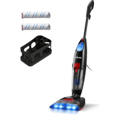 Vileda JetClean 3-in-1 Floor Cleaner with Two Replacement Wheels and Accessory Holder - Vacuum, Wipe & Dry in Just One Step, Suction Mop for All Hard Floors, Eco Packaging