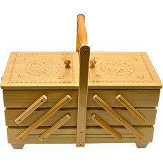 Dekohelden24 High Quality Sewing Box, Veneer Wood Sewing Box with 7 Compartments in Natural, L/W/H 42 x 20 x 21 cm, 42 cm