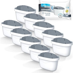 Wessper Water Filter Cartridges for Hard Water, Filter Cartridges Compatible with Brita Maxtra Filter, Style, Marella, Elemaris, XL, Fun - Pack of 10