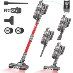 Vistefly B6 Battery Vacuum Cleaner 38000 PA, 500 W Vacuum Cleaner Wireless with 60 Minutes Running Time, Dust Automatic Detect, 8 in 1 Battery Vacuum Cleaner for Pet Hair, Carpets, Flooring