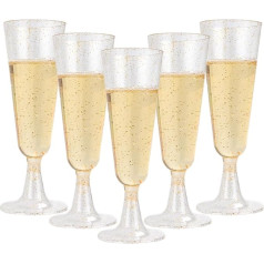 AKOLAFE Set of 100 Champagne Glasses 160 ml Plastic Champagne Glasses BPA-Free Reusable Transparent Champagne Glasses Cheap Champagne Flutes Stackable Champagne Glasses for Weddings, Birthdays,
