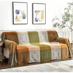 Edcooy Throws for Sofas Large Colorful Chenille Tassels Woven Hippie Throw Blankets for Couch Bed Sofa Bohemian Fringe Tassels Decoration for Home (Green, Large, 220x260cm)
