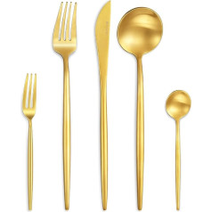 KEAWELL 30-Piece Cutlery Set Mia 18/10 Stainless Steel Gold Matt Finish 30-Piece for 6 People Slim and Stylish Dishwasher Safe