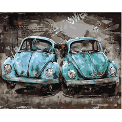 Paint by Numbers Blue Car DIY Unique Gift Hand Painted Oil Painting for Home Wall Decor Artwork Frameless