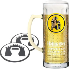 GarageBar | Hofmeister Beer Glass | Pint 50cl Beer Mug | Official Merchandise | Comes with 2 x Beer Drip Mats | 1 Glass