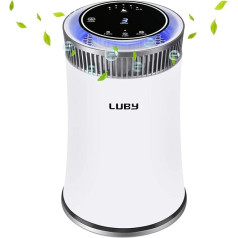 Luby Air Purifier with HEPA Filter, 5 Speeds, 8H Timer, Night Light, Portable Air Filter for Dust, Smokers, Pollen, Dandruff, Hay Fever, Smell, White