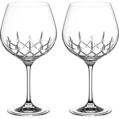 DIAMANTE Crystal Gin Copa Glass Pair - 'Classic' Collection Hand Cut Crystal Balloon Glasses - Pack of 2