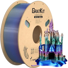 GratKit Rainbow PLA Filament with Silk Shine for 1.75 mm 3D Printer, 1 kg Spool, Colour Changing 3D Printing Silk Filament with +/-0.03 mm Precision, Even Winding, 1000 g Universe Rainbow PLA Filament