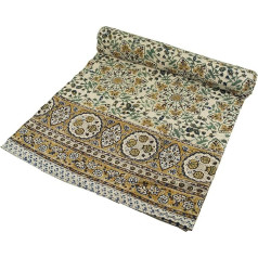 GURU SHOP Block Print Bedspread, Bed & Sofa Throw, Handmade Wall Hanging, Wall Towel - Design 5, Multicoloured, Cotton, Size: Single 150 x 200 cm, Bedspreads with Block Print