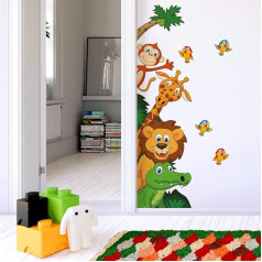 kina - R00008 Baby Wall Sticker Ecological and Hypoallergenic Soft Repositionable Fabric Effect - Savannah Zoo Jungle Newborn Wall Decoration Nursery Self-Adhesive Wallpaper