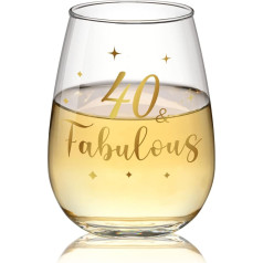 40th Birthday Gifts for Women - 40 and Fabulous Gold Wine Glass 40th Birthday Christmas Wedding Decoration Personalized Anniversary Gifts for Friends Husband Wife