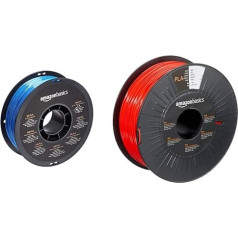 Amazon Basics 3D Printer Filament Silk PLA Plastic 1.75mm 1kg Spool Blue & PLA 3D Printer Filament 1.75mm Red 1kg Spool