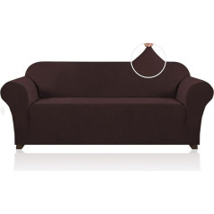 Hohe Stretch Sofabezüge für 3 Kissen, Couch, Sofabezug, Schonbezug, komplett bezogener Möbelschutz mit elastischer Unterseite, Polyester, Spandex, Jacquard, kleine Karos, Haustierschutz (Sofa, Braun)