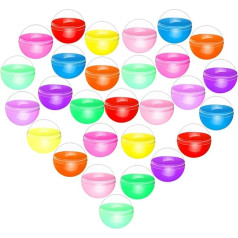 TUANTUAN 100 Pieces Colored Plastic Capsules Semi Transparent Half Color Round Ball Empty Clear Colored Round Capsules Plastic Containers Surprise Kids Party Favor Prize