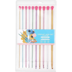 Coopay Tunisian Crochet Hooks Set, 10 Pieces Colourful Aluminium Tunisian Knitting Needles, Crochet Hook, 35 cm Afghan Crochet Hook Set for Beginners Knitters, 2.5-8.0 mm Tunisian Crochet Hook Set