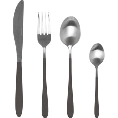 Salter BW09388TK 16 Piece Stainless Steel Cutlery Set - Polished Modern Design Cutlery Set with Knives, Forks, Spoons, Teaspoons, for Home/Party/Restaurant, Pearlise, Black/Silver