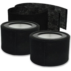 PUREBURG 2 Pack Replacement HEPA Filter with 4 Carbon Pre Filters Compatible with JETERY Air Purifier JT-8115M and Compatible with Crane Air Purifier EE-5068, 300 Square Feet, Part Number HS-1946