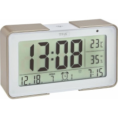 TFA Dostmann Melody 60.2540 Radio-Controlled Alarm Clock with Various Alarm Tones Champagne Colour with Batteries