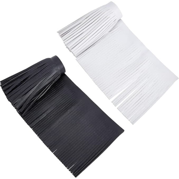 GORGECRAFT 2M 2 Colours Faux Leather Fringe Trims Double Sided Leather Tassel Trims Garment Hem Accessories Costume Embellishments for Extension Dress Bags Sewing and Craft Supplies