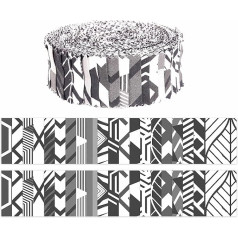 Soimoi 40 Pieces Geometric Print Cotton Protruding Fabrics for Quilting Craft Strips 2.5 Inch Jelly Roll - White & Black