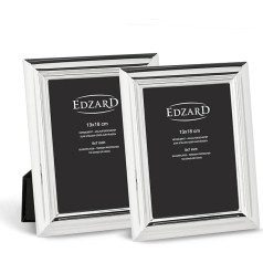EDZARD Florence Photo Frames for Photos 13 x 18 cm Silver-Plated Tarnish-Resistant with 2 Hangers Set of 2