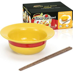Funny Anime Straw Hat Bowl Merch Ramen Bowl with Chopsticks Merchandise Funny Straw Hat Bowl Ceramic Musical Bowl Ramen Soup Bowl Set for Friend Gift