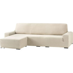 Eysa Cora Bi-Elastic Sofa Throw, Chaise Longue, Short Sleeve, Left, Front View, Colour 00-Ecru, Polyester Cotton, 39 x 35 x 19 cm