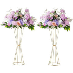 Inweder Flower Stand Gold Geometric Centrepieces - Pack of 2 Metal Flower Stands for Wedding 60 cm High Vases for Table Decoration Wedding Reception Vases Flower Frame for Aisle Party Home Decor