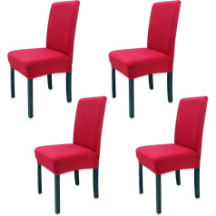 Leeyunbee Set of 4 Dining Room Chair Covers, Removable, Washable, Elastic, Modern Protector Chair Cover, Stretchy Chair Covers for Wedding, Parties, Banquets, Home Decor (Red)
