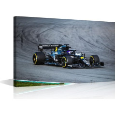 F1 Formula Car Wall Art Decor Black and White Racing Car Modern Artwork Rustic House Decor Canvas Print for Home Living Room Posters Stretched and Ready to Hang - 18 inches W x 12 inches H