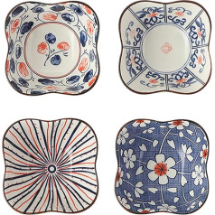 Soulnioi Dip Bowls Set of 4, Japanese Style Ceramic Spice Bowl, Mini Sauce Spice Bowls, Dessert Snack Bowls, Multipurpose Bowls - Set A